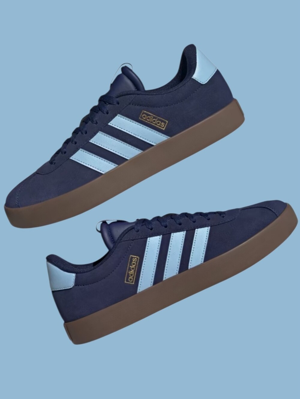 Adidas VL Court 3 Womens Navy & Light Blue Casual Low-Top Sneakers Size 7